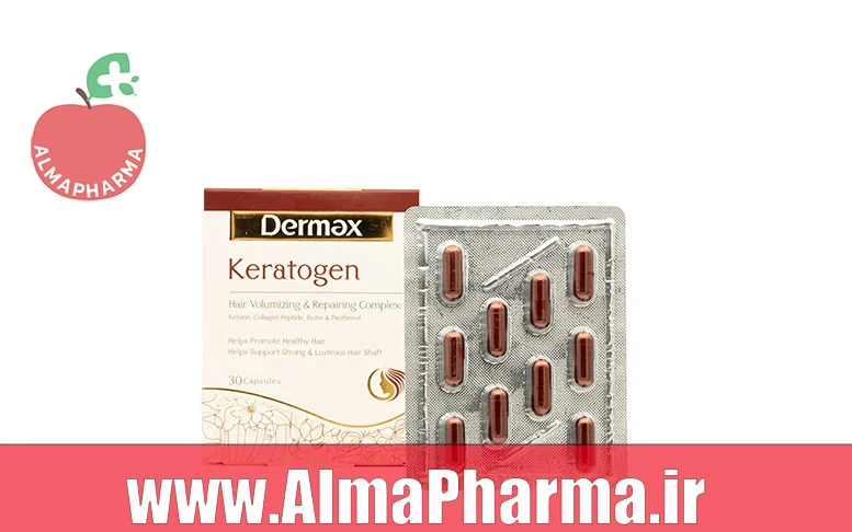 بنر نمای جلویی کپسول کراتوژن درمکس برای استحکام ساقه مو، ضخامت تار مو و درخشندگی بیشتر