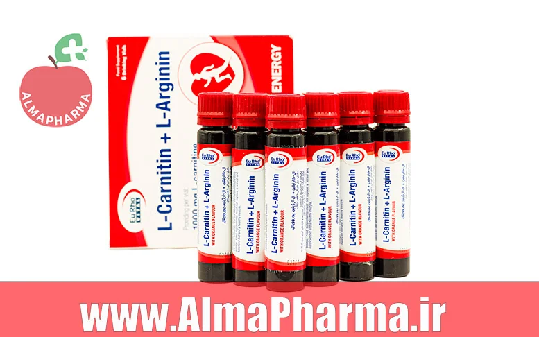 بنر نمای جلویی ویال ال کارنیتین و ال آرژنین یوروویتال برای انرژی، چربی سوزی ورزشی و عملکرد تمرینی