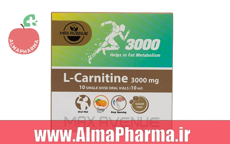 بنر نمای جلویی ویال ال کارنیتین 3000 مکس اونیو برای انرژی، متابولیسم چربی ها و تمرین منظم