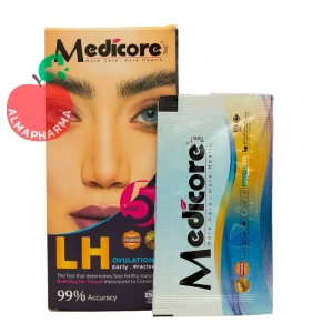 نمای جلویی تست تخمک گذاری مدیکور 5 عددی MEDICORE برای تشخیص افزایش هورمون LH