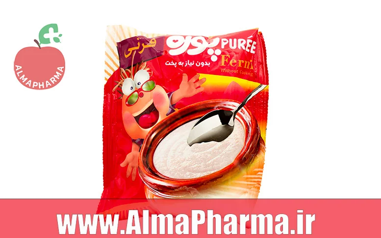 بنر نمای جلویی فرنی نیمه آماده پوره ۷۰ گرمی برای شروع غذای کمکی کودک