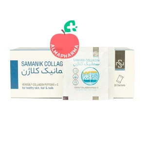 نمای جلویی ساشه کلاژن سمانیک با طعم بلوبری بسته ۳۰ عددی حاوی وریسول