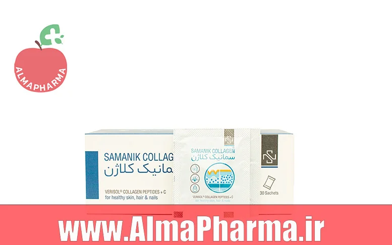 بنر نمای جلویی ساشه کلاژن سمانیک برای خاصیت کشسانی پوست، مو و ناخن