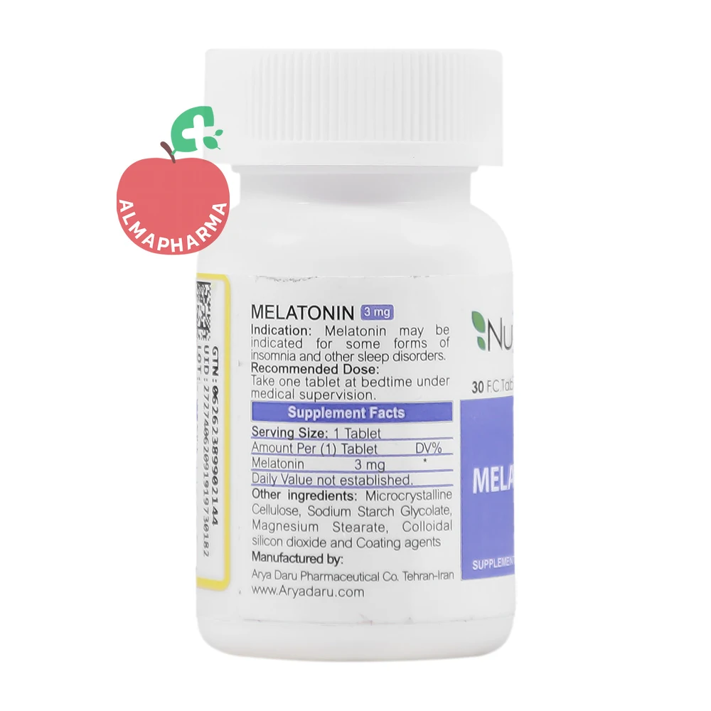 نمای پشت قرص Nutri Fact Melatonin ۳ mg