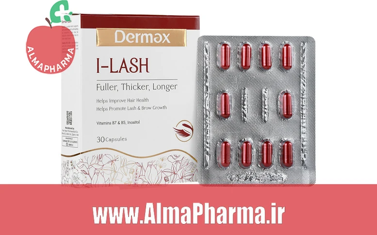 بنر تبلیغاتی کپسول آی لش درمکس ۳۰ عددی - مکمل تخصصی تقویت و رشد مژه و ابرو