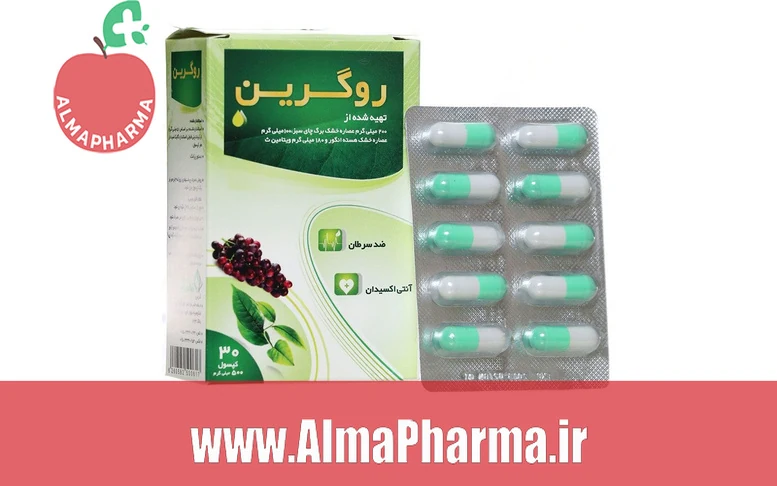 بنر تبلیغاتی کپسول روگرین قائم دارو ۳۰ عددی - مکمل تخصصی چربیسوز و آنتیاکسیدان