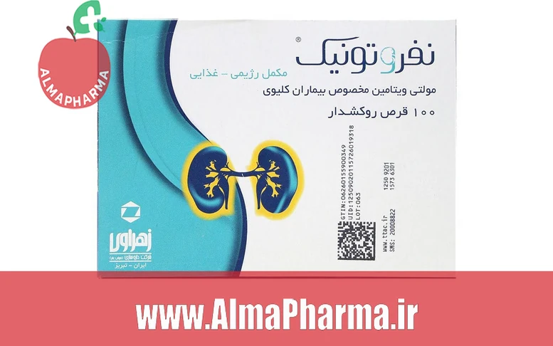 بنر تبلیغاتی قرص مولتیویتامین نفروتونیک زهراوی ۱۰۰ عددی - مکمل تخصصی بیماران کلیوی